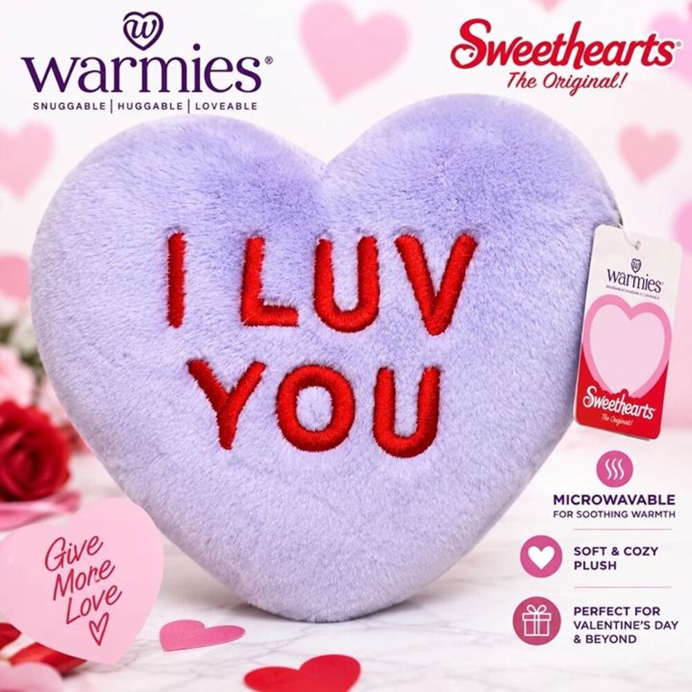 Warmies Sweethearts Purple I LUV YOU Heart Plush Microwavable Lavender NWT
